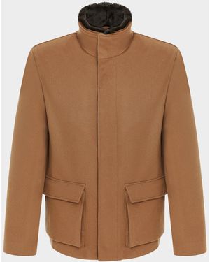 Gorski Apos;S Loro Piana Wool Jacket With Detachable Merino Shearling Lamb Collar - Brown
