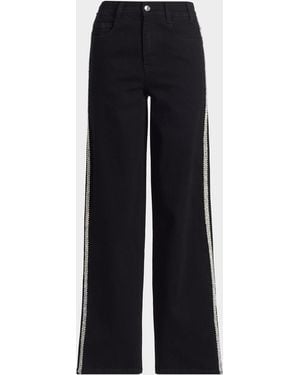 Generation Love Erika Crystal-Embellished High-Rise Wide-Leg Jeans - Blue
