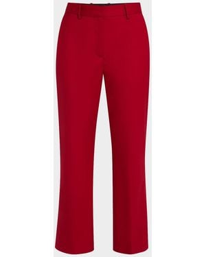 Argent Cropped Straight-Leg Seasonless Wool Pants - Red