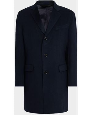 Brioni Apos;S Wool And Cashmere Double-Face Top Coat - Blue