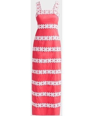 Lilly Pulitzer Davis Lilly Lace Cotton Dobby Maxi Dress - Red
