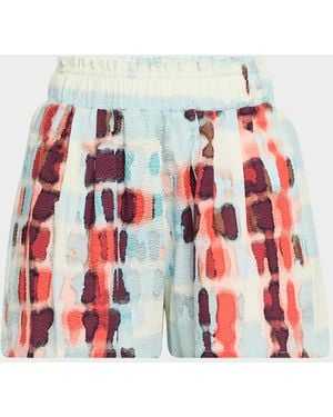 Silvia Tcherassi Giorgio Printed Cotton-Stretch Pull-On Shorts - Red