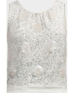 Dice Kayek Polka-Dot Sequin Embellished Sleeveless Top - Blue