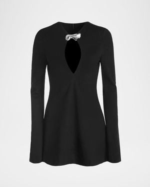 Kate Barton Cutout Brooch-Embellished Mini Dress - Black