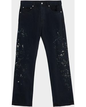 Purple Beaded Splatter Five-Pocket Pants - Blue