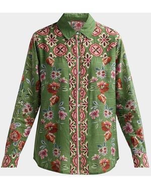 Johnny Was Vintage Western Floral-Print Shirt - Green