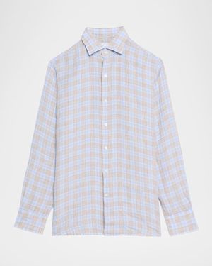 Peter Millar Apos;S Milo Linen Plaid Sport Shirt - White