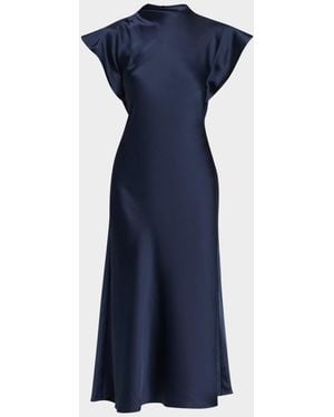 Tanya Taylor Adrien Satin Midi Dress - Blue