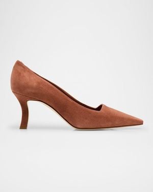 Manolo Blahnik Moiralo Suede Pumps - Brown