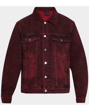 RTA Elmer Grain Wash Denim Jacket - Red