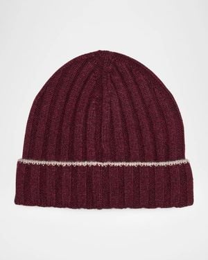 Brunello Cucinelli Apos;S Tipped Cashmere Rib-Knit Beanie Hat - Red