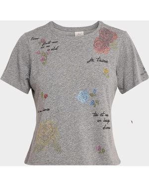 Cinq À Sept Shrunken Heatset Flowers Tee - Gray