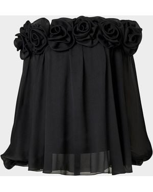 Carolina Herrera Rosette Off-The-Shoulder Blouse - Black