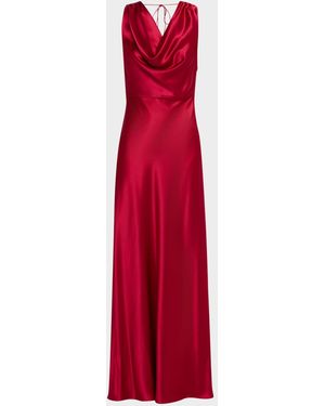 MILLY Elsa Satin Cowl - Red