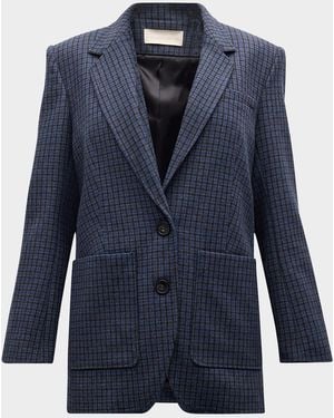 Vanessa Bruno Bradley Single-Breasted Check Blazer - Blue
