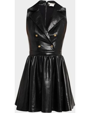 Alice + Olivia Emmy Sleeveless Vegan Leather Mini Dress - Black