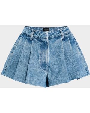 retroféte Zayna Pleated Denim Shorts - Blue