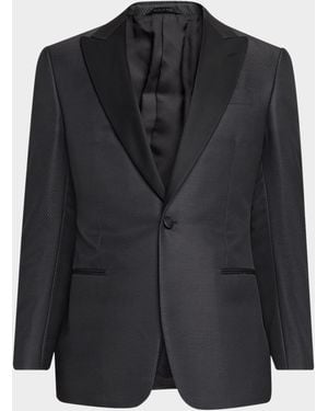 Giorgio Armani Wool-Silk Micro Jacquard Dinner Jacket - Black