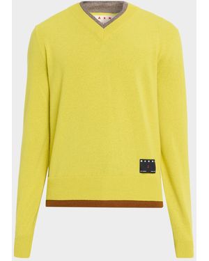 Marni Apos;S V-Neck Cashmere Sweater - Yellow