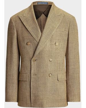 Polo Ralph Lauren Apos;S Glen Plaid Peak Lapel Double-Breasted Sport Coat - Natural