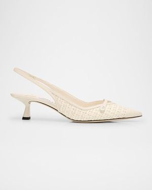 Jimmy Choo Amita 45 Raffia Slingback Pumps - Natural