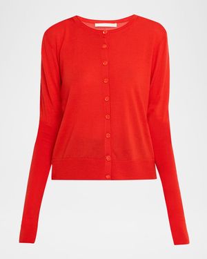 Jason Wu Button-Down Merino Wool Cardigan - Red