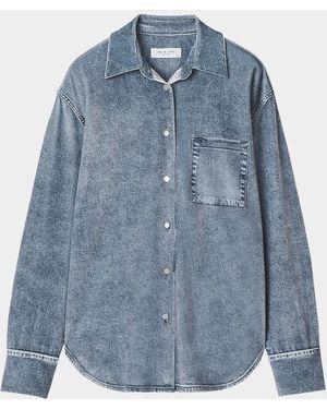 Rag & Bone Connie Miramar Velvet Shirt - Blue