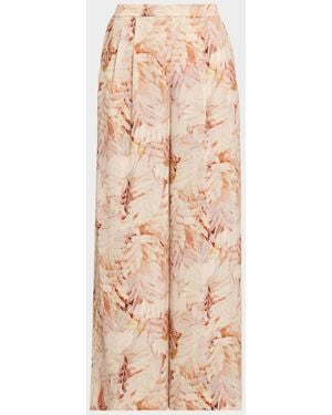 Emanuel Ungaro Leighton Floral-Print Hammered Satin Pants - Natural