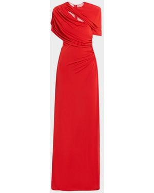 Stella McCartney Long Draped Cape Cutout Gown - Red