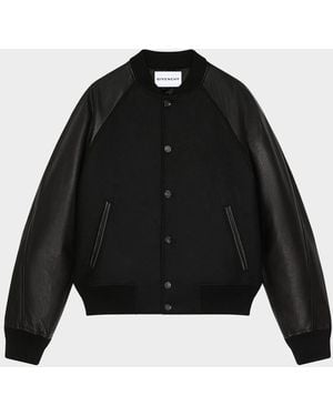 Givenchy Apos;S Mixed Material Wool And Leather Bomber Jacket - Black