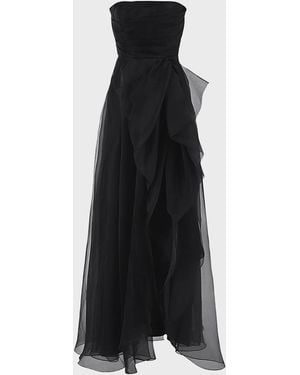 THEIA Teresa Draped Strapless Gown - Pink