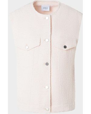 Akris Punto Button-Down Boucle Tweed Gilet - Natural