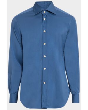 Kiton Apos;S Solid Cotton Sport Shirt - Blue