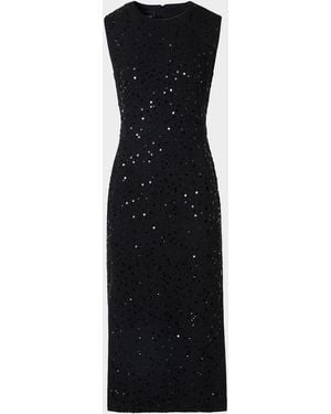 Akris Sequined Tweed Midi Sheath Dress - Black