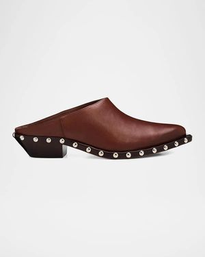 SCHUTZ SHOES Taylor 30Mm Studded Leather Mules - Brown