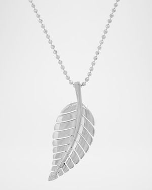 Jennifer Meyer 18K Small Leaf Pendant Necklace - White
