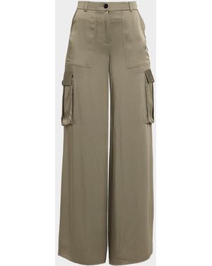 Toccin Maia Silky Satin Cargo Pants - Natural