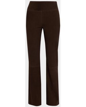 Kobi Halperin Madi Straight-Leg Suede Pants - Brown