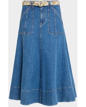 Cinq À Sept Benji Denim Midi Skirt - Blue