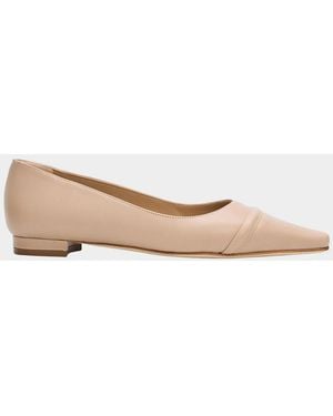 Manolo Blahnik Cotinu Leather Ballerina Flats - Natural
