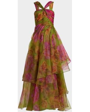 THEIA Rosalinda Twisted Halter Gown - Multicolor