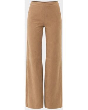 Lamarque Elise Suede Wide-Leg Pants - Natural