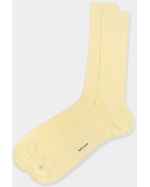 Tom Ford Apos;S Ribbed Cotton Crew Socks - Natural