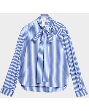 AKNVAS Flor Tied Poplin Shirt - Blue