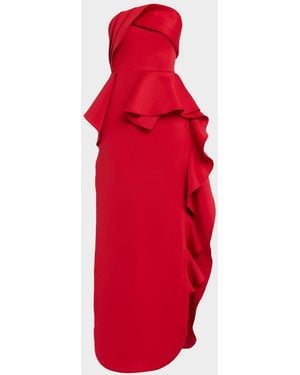 Jovani Strapless Ruffled Column Gown - Red