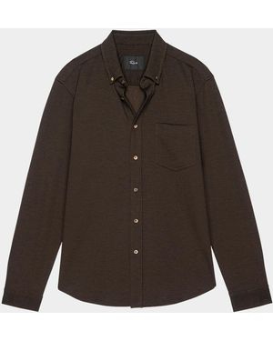 Rails Apos;S Vincent Tech Pique Button-Front Shirt - Brown