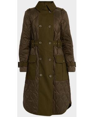 Veronica Beard Newberry Puffer Trench Coat - Green