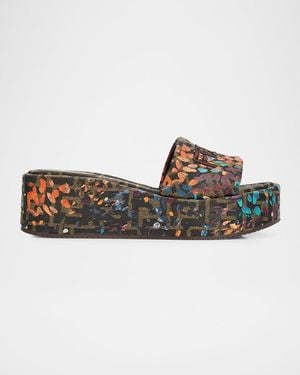 Fendi Ff Monogram Platform Slide Sandals - Multicolor