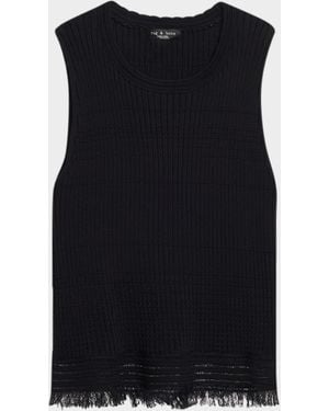 Rag & Bone Ayan Knit Fringe Tank Top - Black