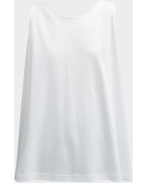 Eskandar A-Line Round-Neck Long Shell Top - White
